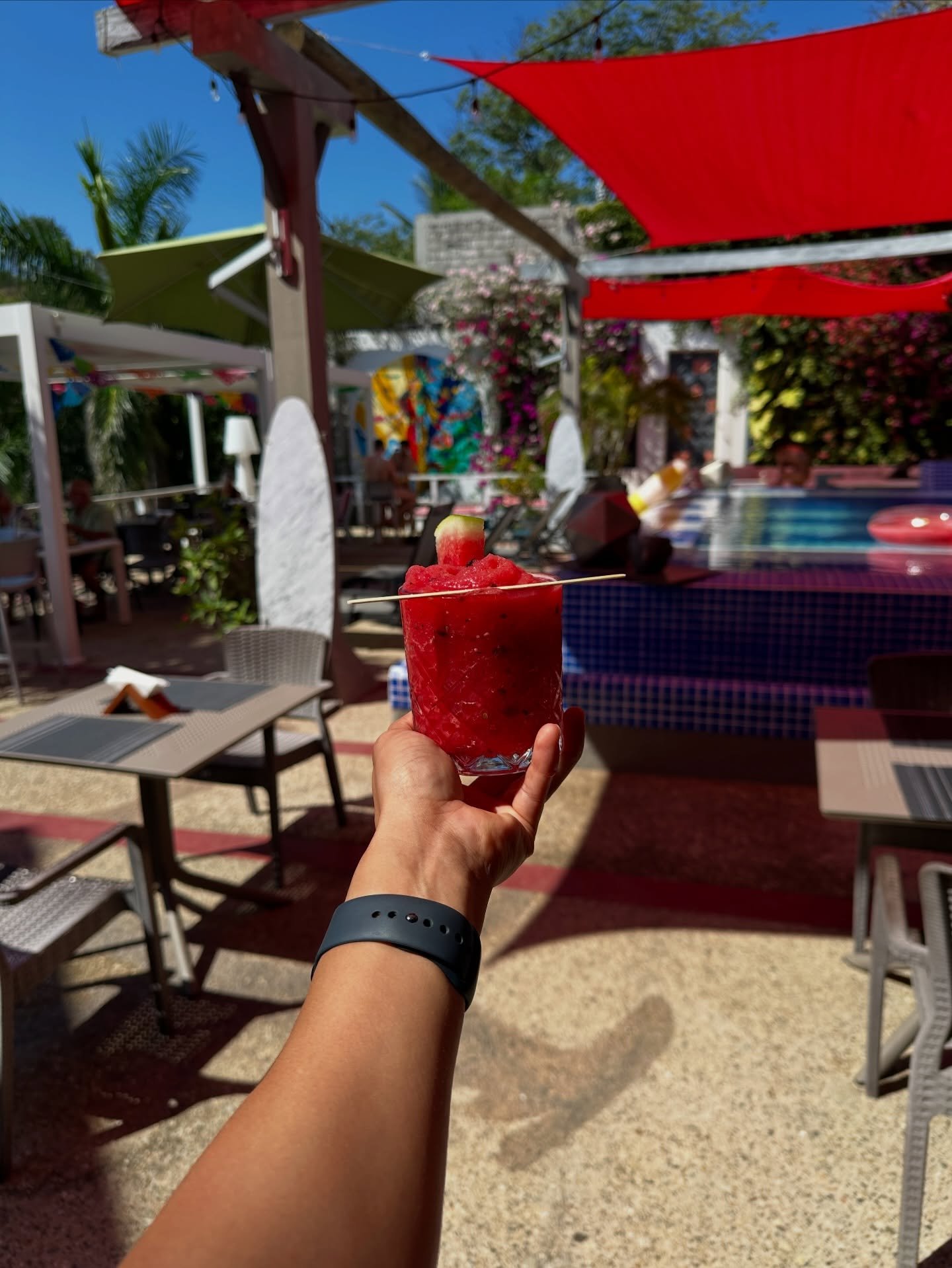 Cocktails beside the pool at Villa Aikia