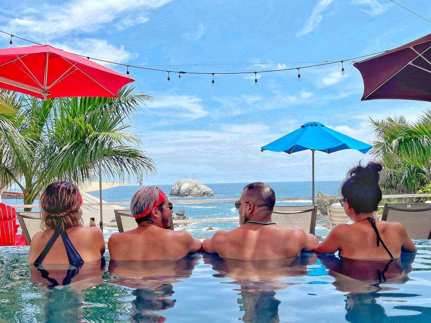 Sunset gathering overlooking the Pacific at Villa Aikia