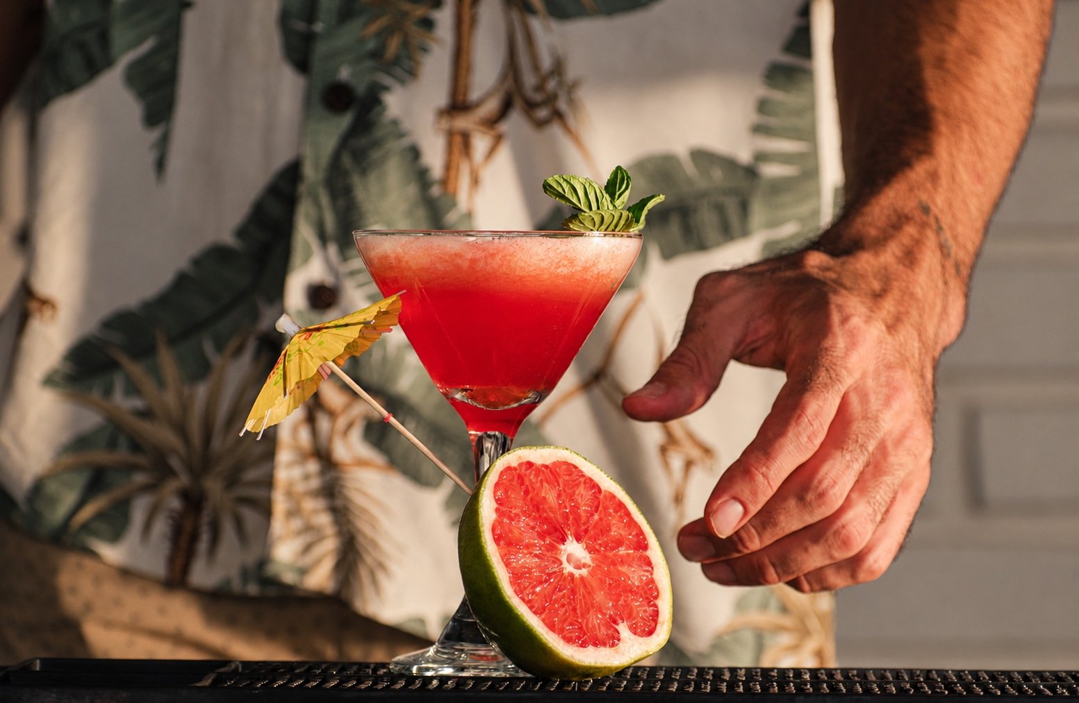 A freshly prepared cocktail