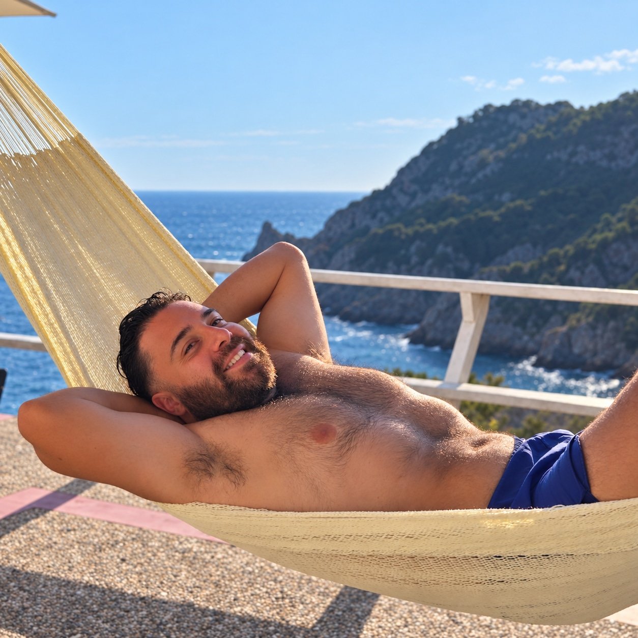 Relaxing in a hammock